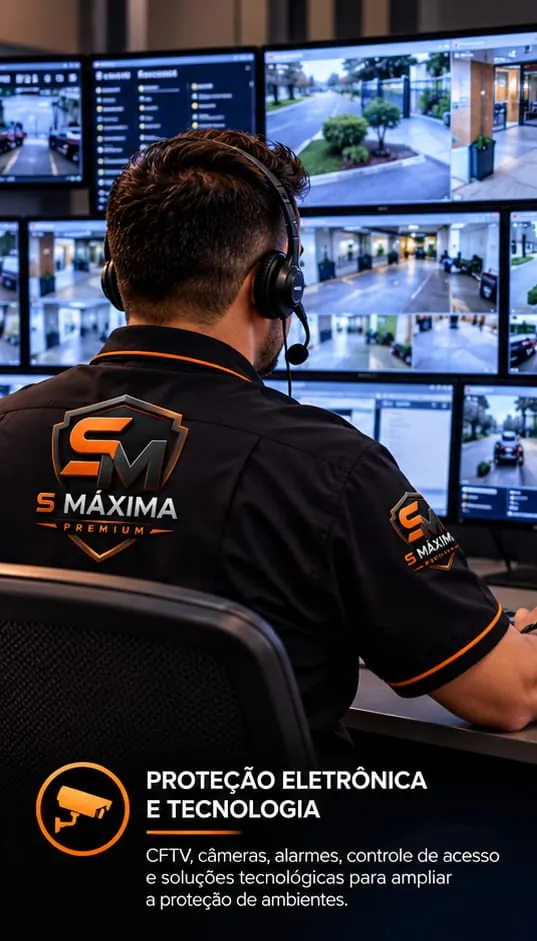 Proteção eletrônica e tecnologia: CFTV, câmeras, alarmes, controle de acesso e soluções tecnológicas para ampliar a proteção de ambientes.